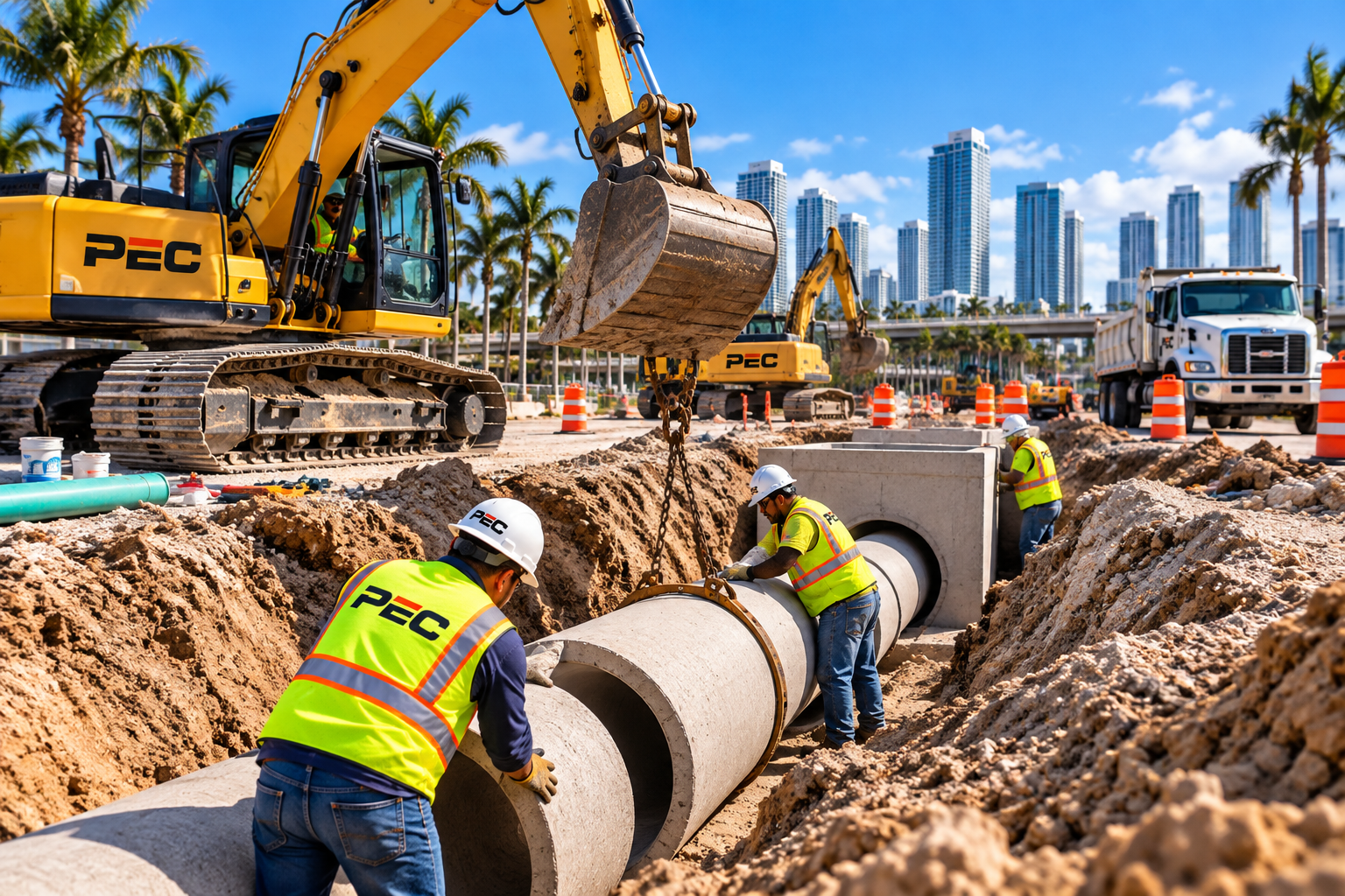 PEC company-owned equipment fleet on site